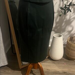 Dark Green Pleather Pencil Skirt